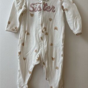 Carter's Cream and Brown Little Sister Footie
